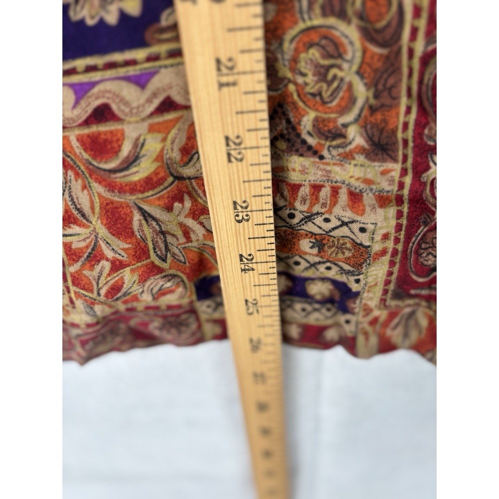 Vtg E Style Spiegel Jacquard Women's Sz 24 Top Gold Cord Trim Boxy Fit Zip Boho - Picture 12 of 12